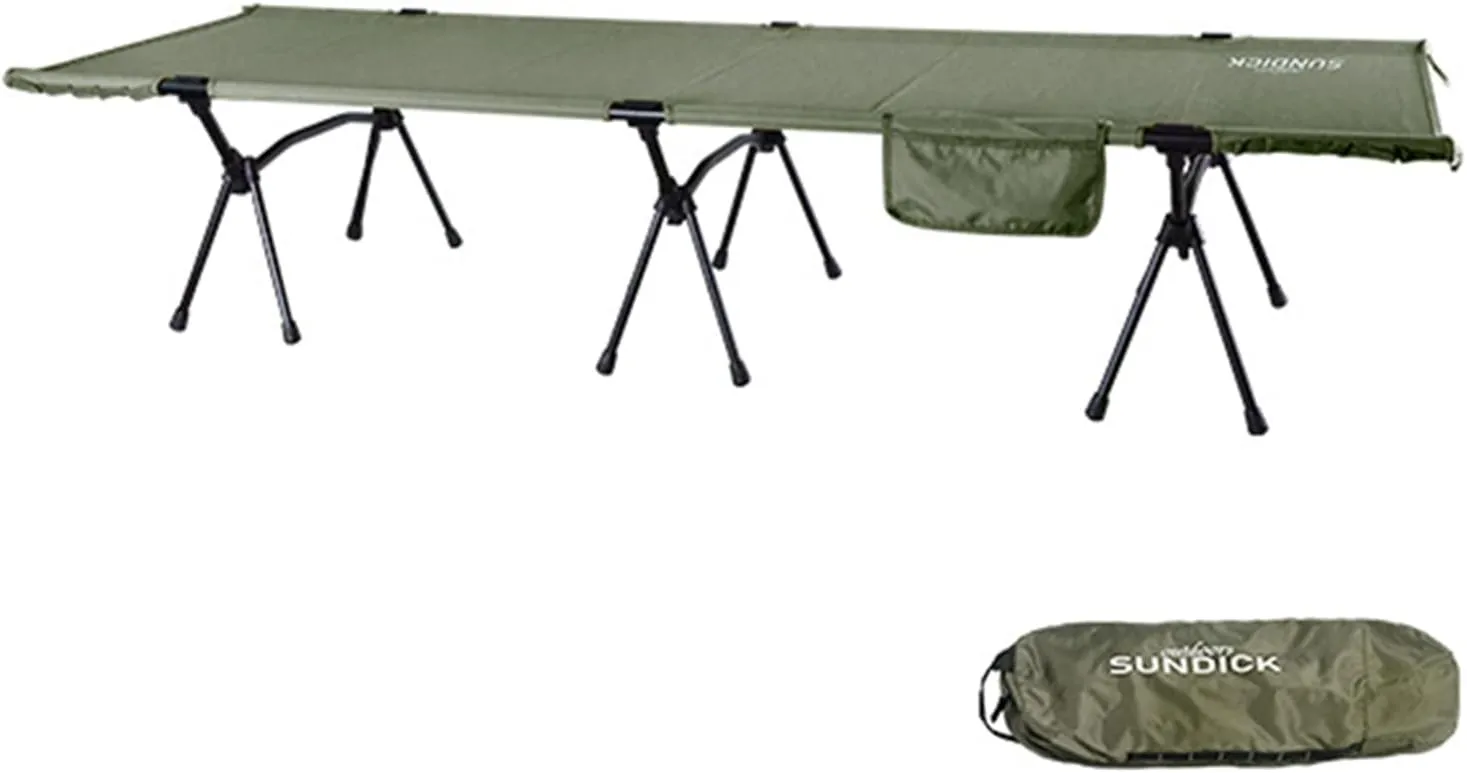 Outdoor cot, Folding Camping Cot with Leg Extenders Portable Camping Sleeping Cot Outdoor Bed for Camping Hiking Traveling Backpacking, Army Green