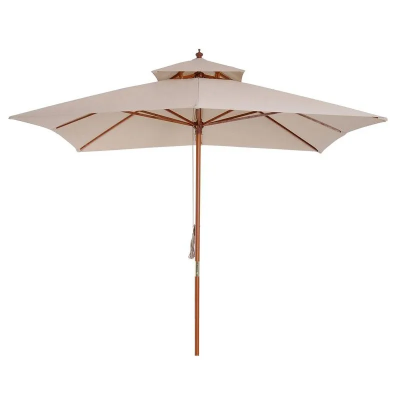 Outsunny Patio Parasol 3x3M Beige Double Tier