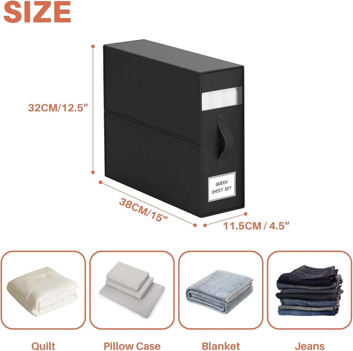 PARANTA Bed Sheet Organizers and Storage 8 Pack,Foldable Linen Closet Organizer,Twin Full Bed Sheet Organizers with Label Handle Window,Sheets Set Keeper for Blanket Duvet Cover Queen or King Black