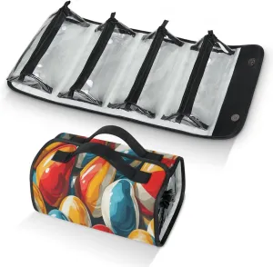 Pardick Sugar Ball Travel Toiletry Bag Cosmetic Bag Organizer Foldable Waterproof Makeup Bags with 4 PVC Pouches Clear Travel Organizer Bags for Luggage Business Trip