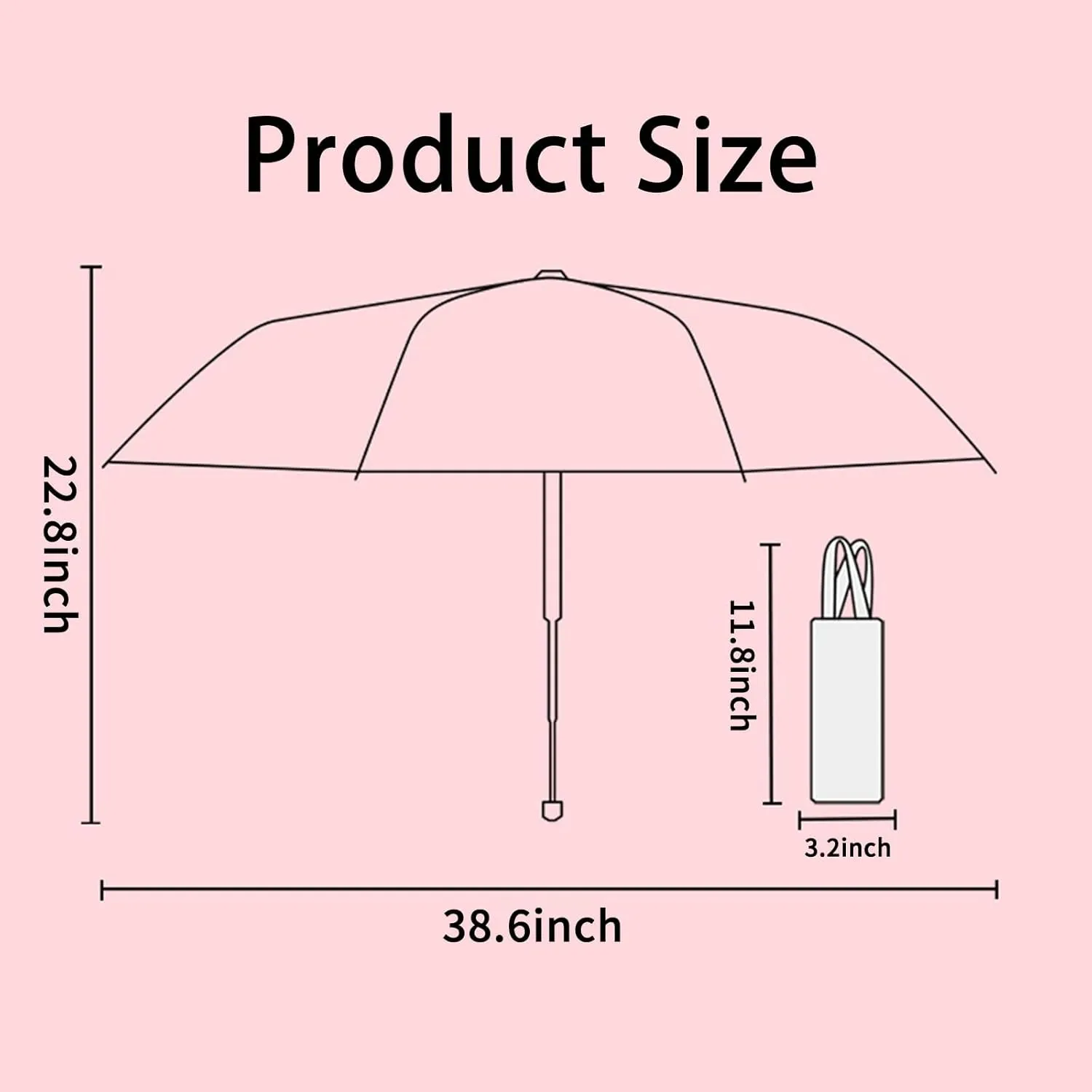 PARTY BUZZ Automatic Windproof Travel Umbrella, Waterproof UV Protection Folding Umbrella, Cartoon Portable Compact Umbrella Easy Auto Open, for Girls and Women