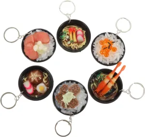 PartyKindom 6pcs Pizza Keychain Food Imitate Jewelry Keychain Sushi Party Favors Handbag Hanging Decor Pendant Charm