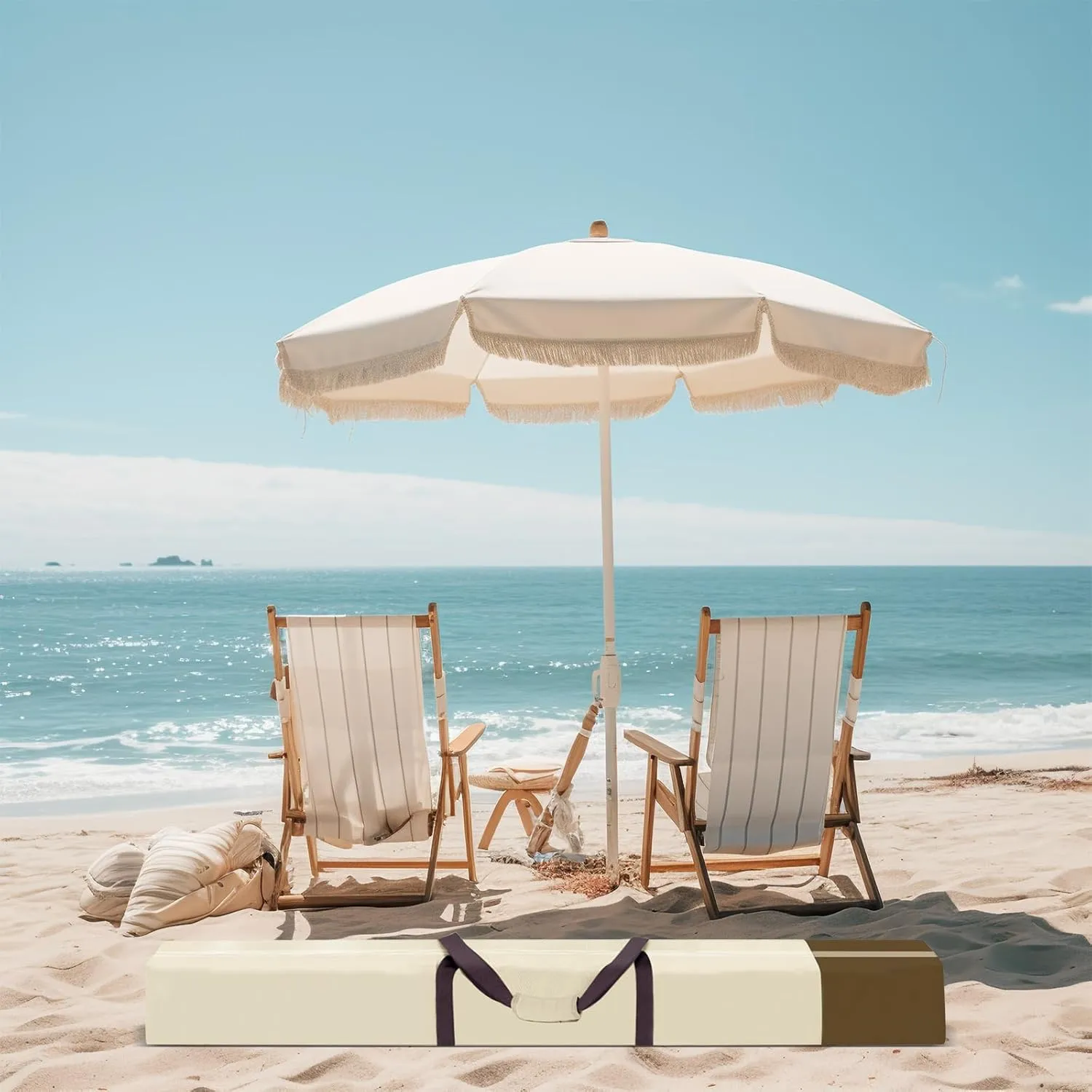 Patio Umbrella Bag for Outdoor Umbrellas 67 Inches Beach Umbrella Cover Storage Bag with Shoulder Strap,Waterproof Anti Dust Carry Case for Travel (Beige)