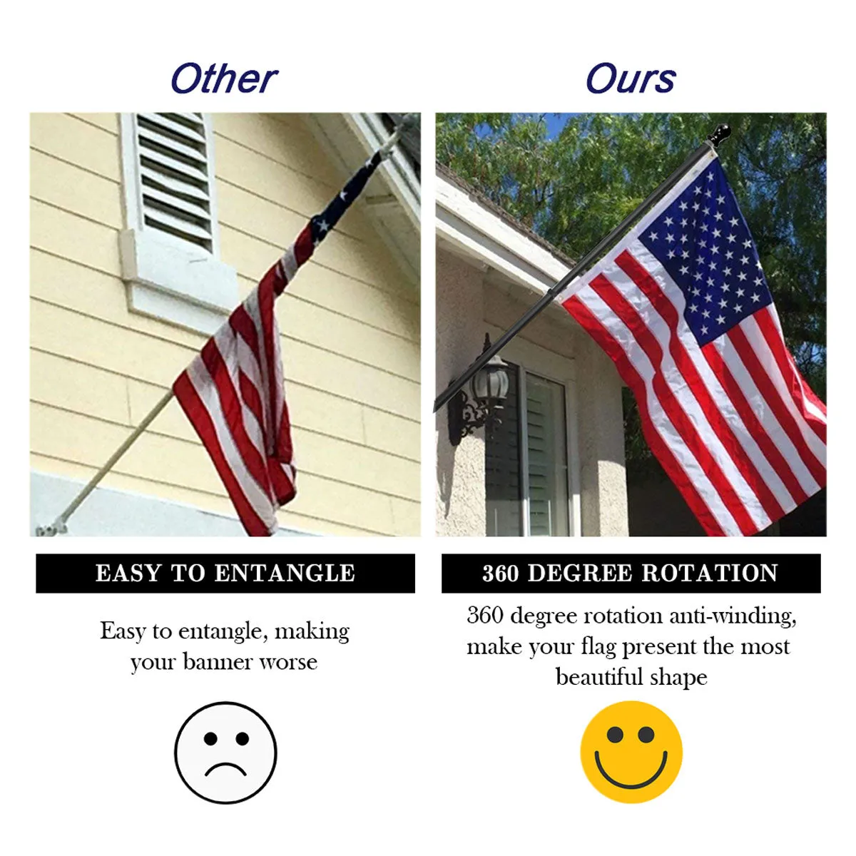 PATRIOT™ Flag Pole and TITAN™ Bracket Kit - Vivid White (6ft, 1" Diameter)