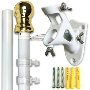 PATRIOT™ Flag Pole and TITAN™ Bracket Kit - Vivid White (6ft, 1" Diameter)