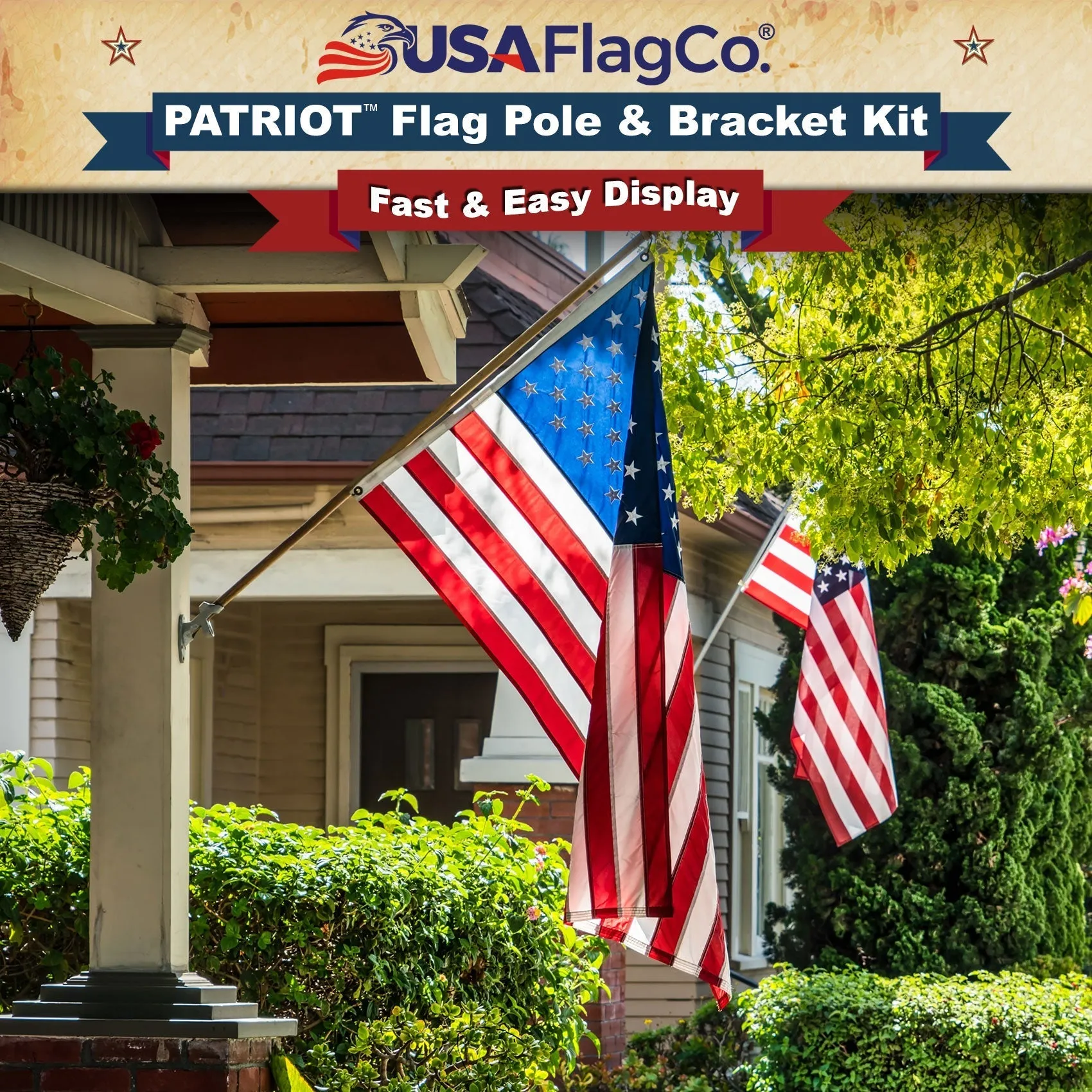 PATRIOT™ Flag Pole and TITAN™ Bracket Kit - Vivid White (6ft, 1" Diameter)