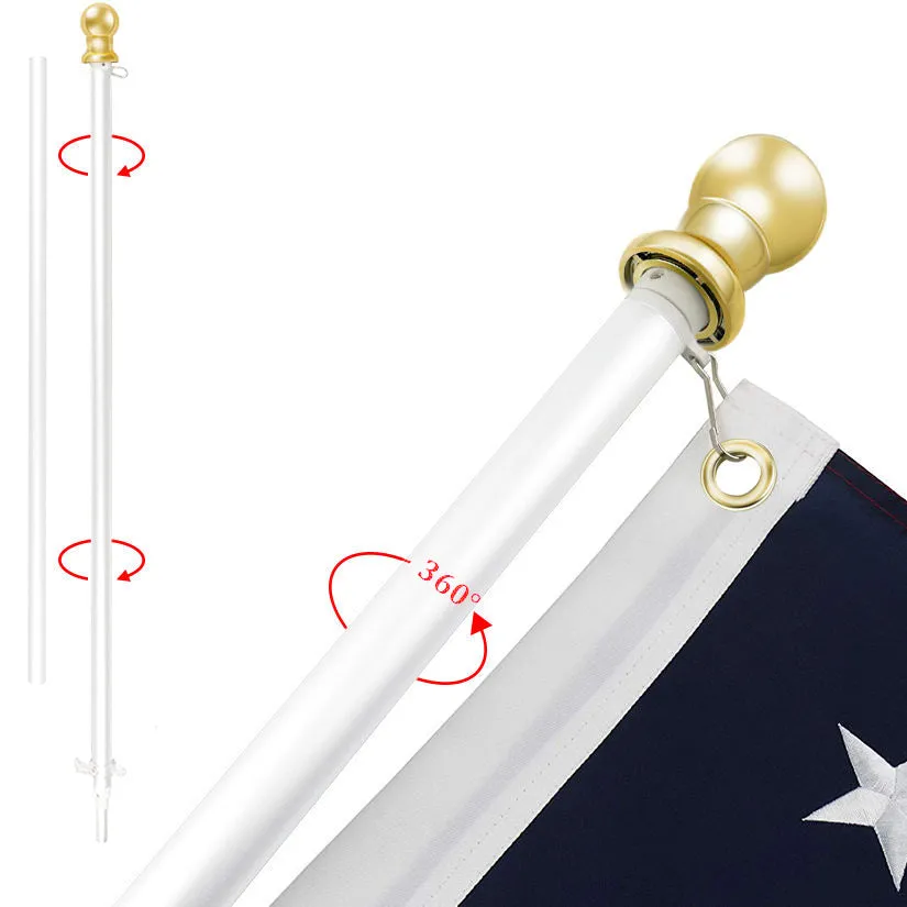 PATRIOT™ Flag Pole and TITAN™ Bracket Kit - Vivid White (6ft, 1" Diameter)