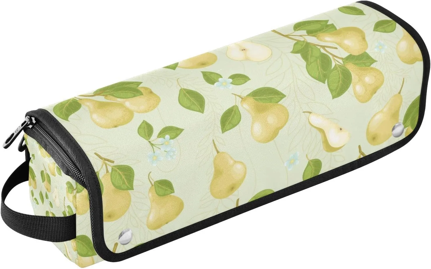 Pear Leaves and Flowers Hair Tools Travel Bag and Heat Resistant Mat for Flat Irons, Straighteners, Curling Iron, and Haircare Accessories, Portable Organizer Bag