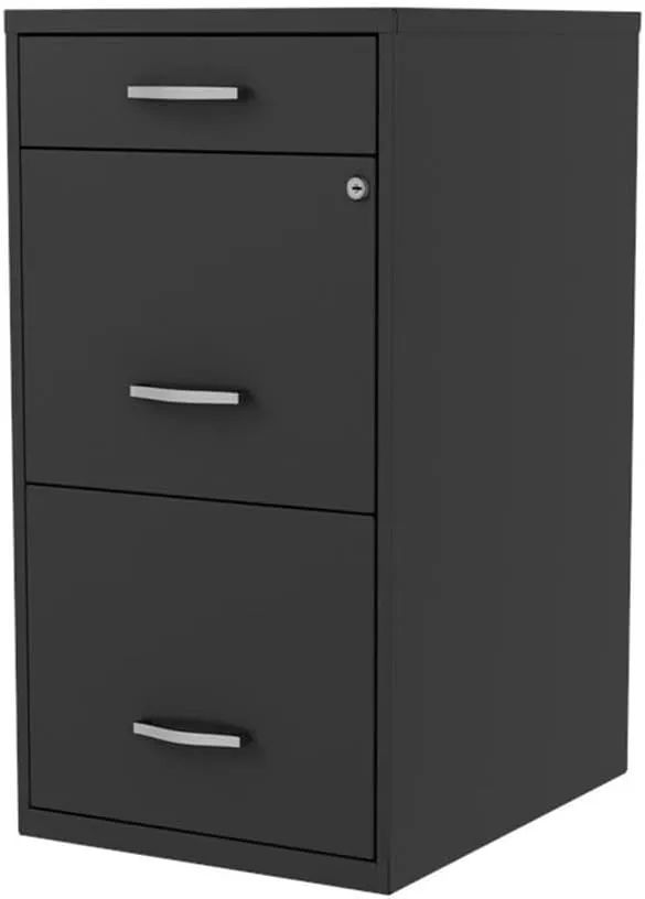 Pemberly Row 18" 3-Drawer Modern Metal Organizer File Cabinet in Black