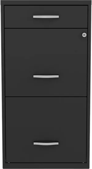 Pemberly Row 18" 3-Drawer Modern Metal Organizer File Cabinet in Black