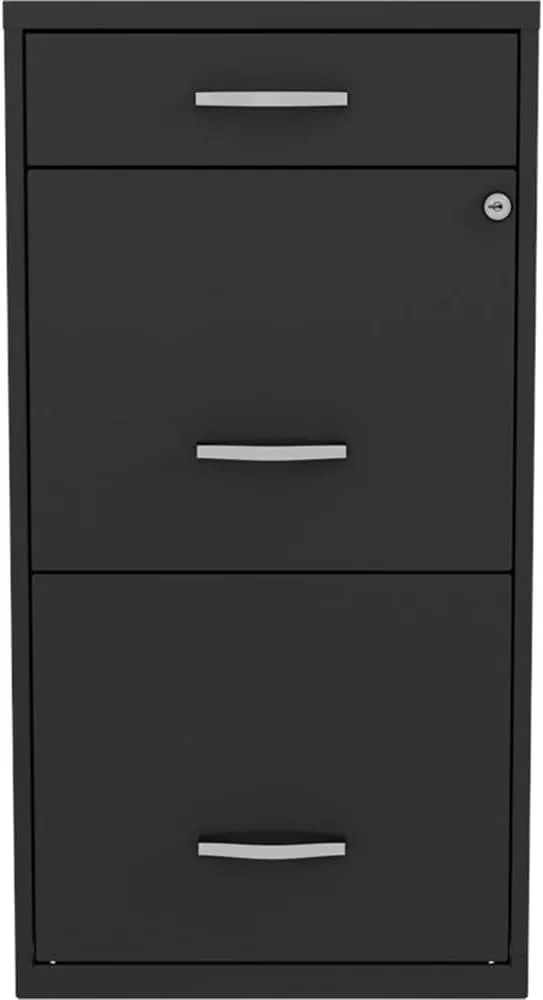 Pemberly Row 18" 3-Drawer Modern Metal Organizer File Cabinet in Black