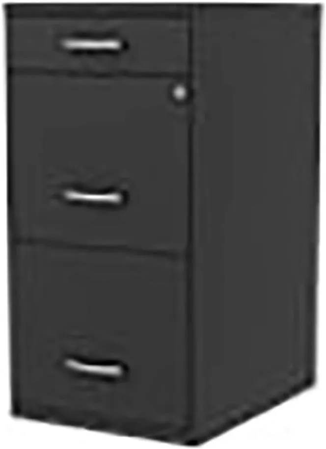Pemberly Row 18" 3-Drawer Modern Metal Organizer File Cabinet in Black