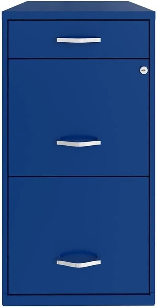 Pemberly Row 18" 3-Drawer Modern Metal Organizer File Cabinet in Blue