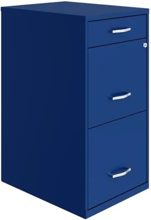 Pemberly Row 18" 3-Drawer Modern Metal Organizer File Cabinet in Blue