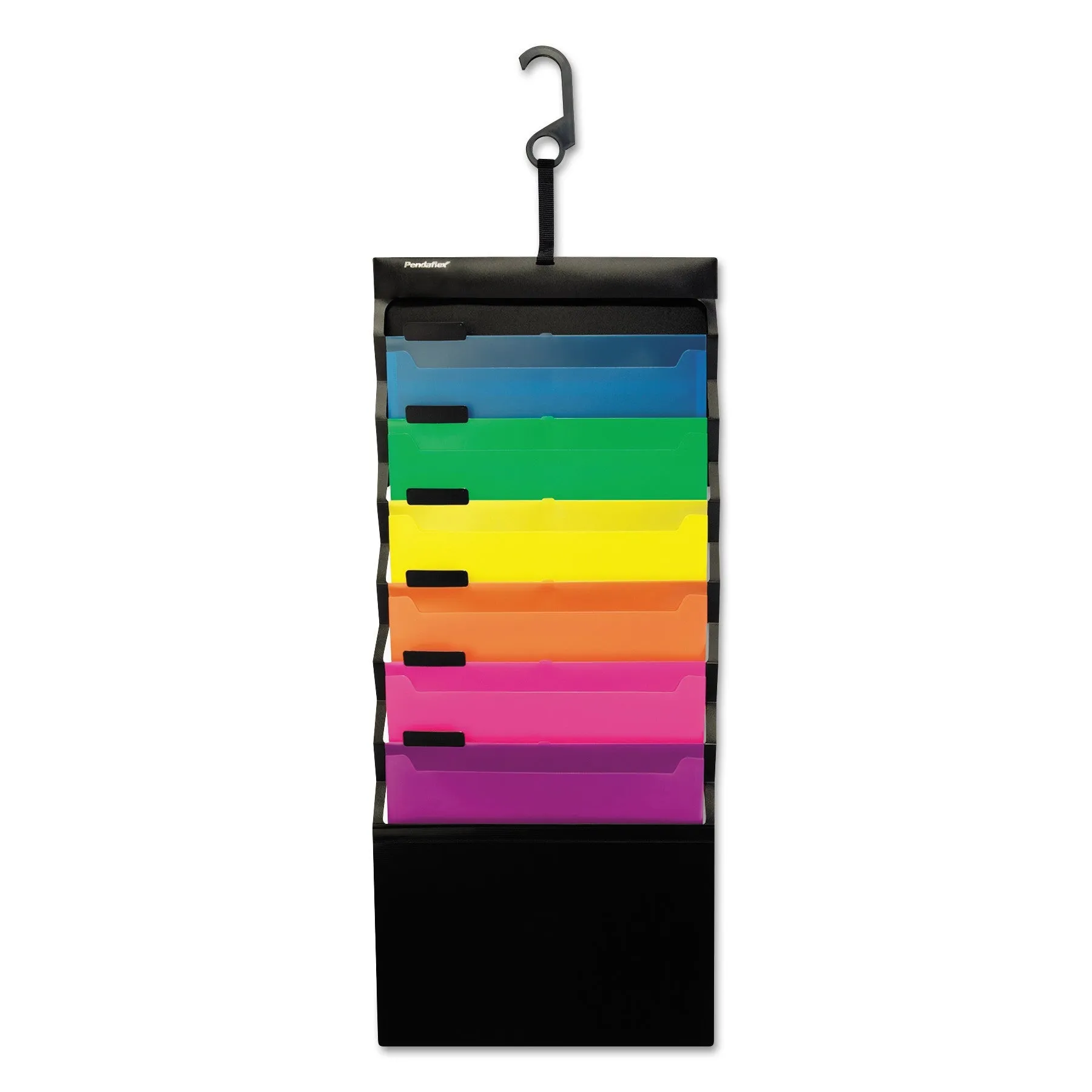 Pendaflex® Desk Free Hanging Organizer With Case, 1" Expansion, 6 Sections, Buckle Closure, Letter Size, Black