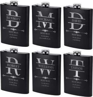 Personalized Groomsman Gift Set - Custom Engraved 8 oz Stainless Steel Flask with Optional Gift Box for Best Man and Groomsmen