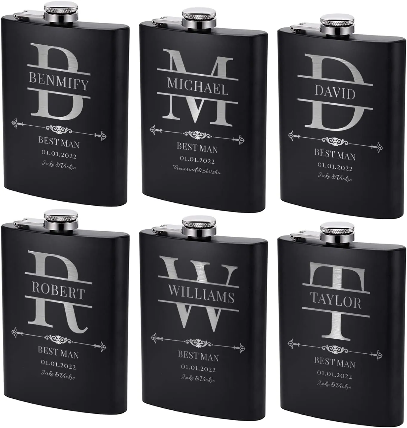 Personalized Groomsman Gift Set - Custom Engraved 8 oz Stainless Steel Flask with Optional Gift Box for Best Man and Groomsmen