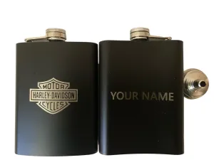 PERSONALIZED Harley Motorcycle 8oz flask with your name