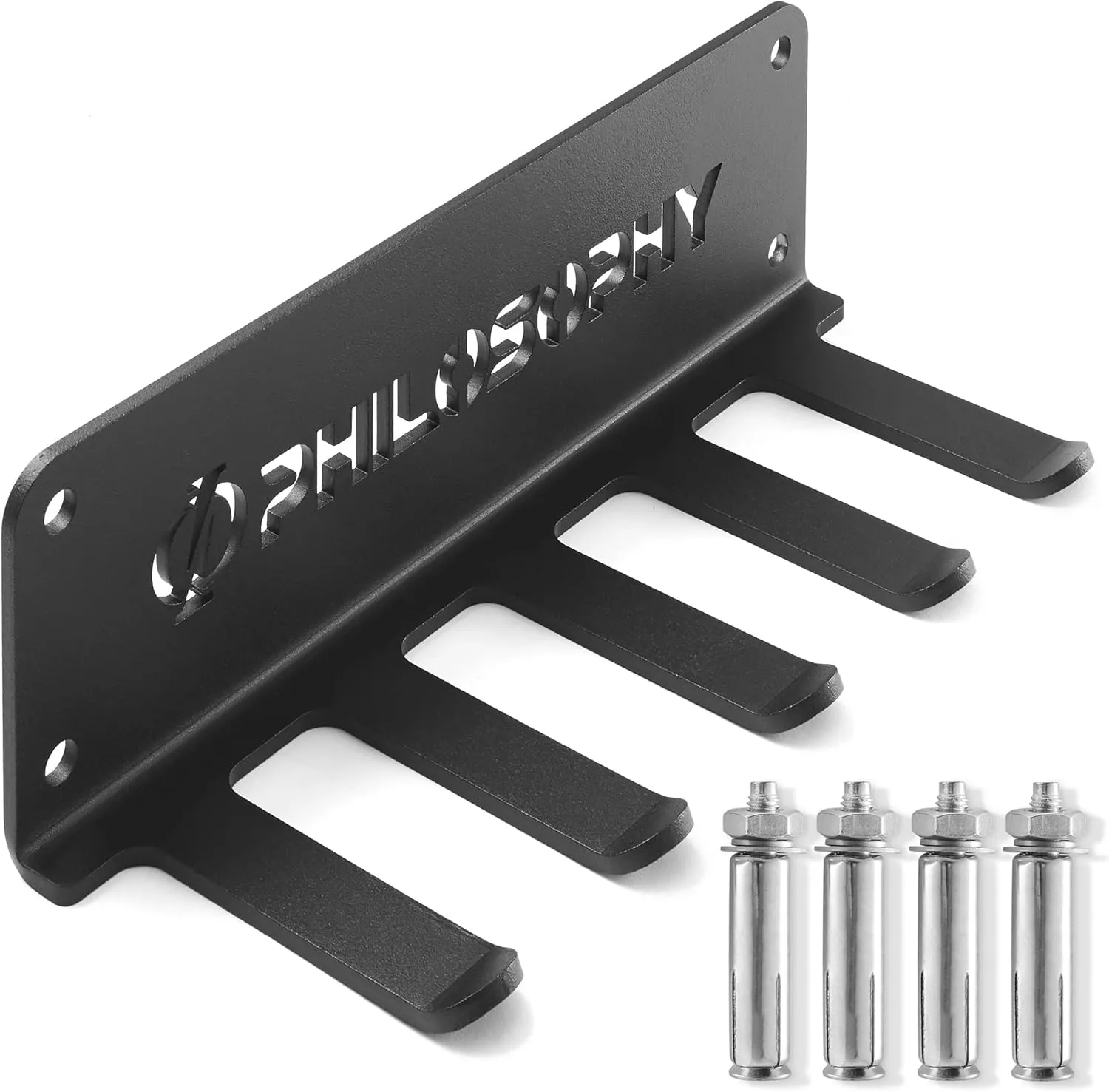 Philosophy Gym Accessory Rack Organizer, 5 Prong, Wall Mounted Multi-Purpose Workout Equipment Storage