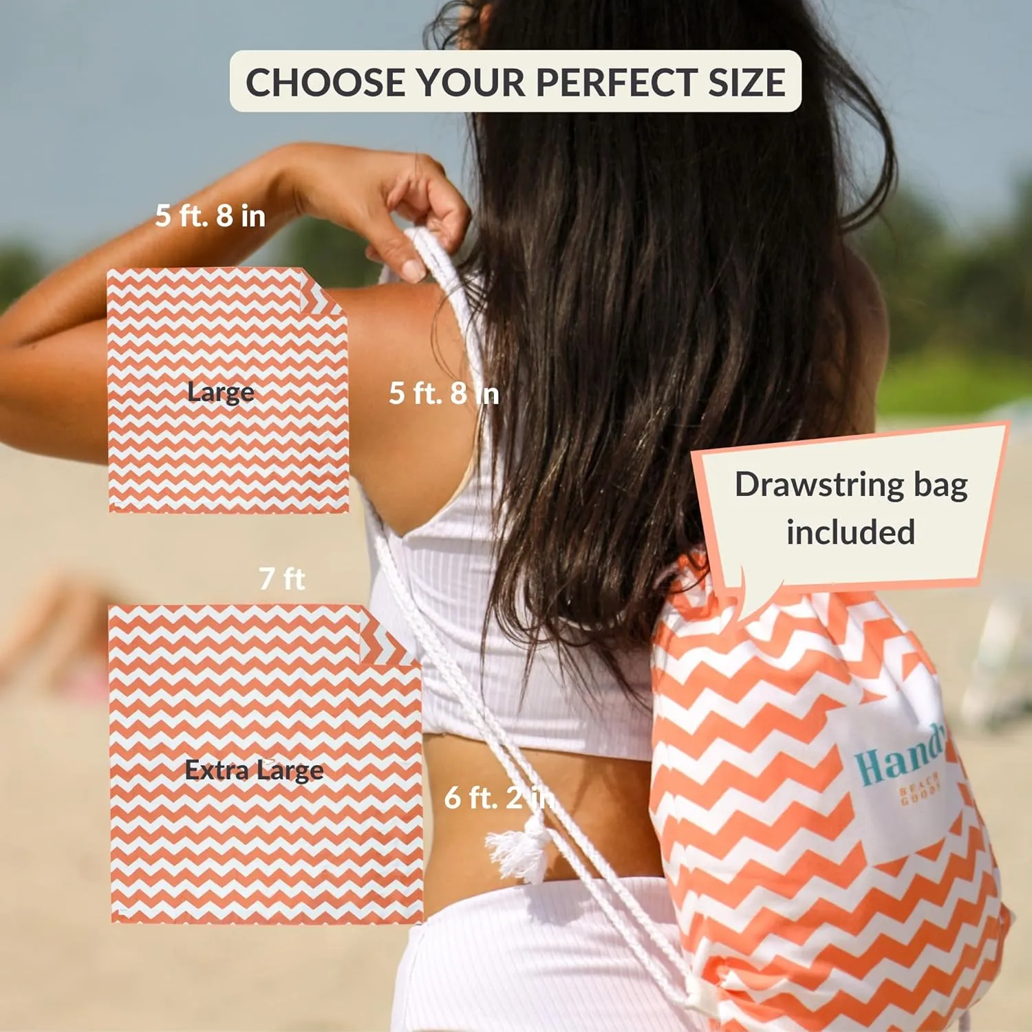 Plush Microfiber Beach Blanket, Extra Large Beach Mat for 3-6 Persons, Sandproof, Windproof | Hole for Umbrella, Corner Sand Pockets to Fight Wind (Bag for Blanket Included)