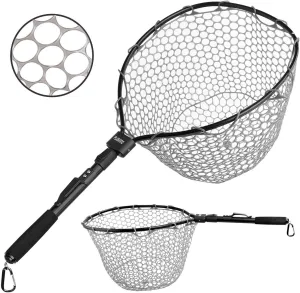 PLUSINNO Fly Fishing Net, Bass Trout Landing Net, Folding Fishing Nets Fresh Water, Safe Fish Catching or Releasing
