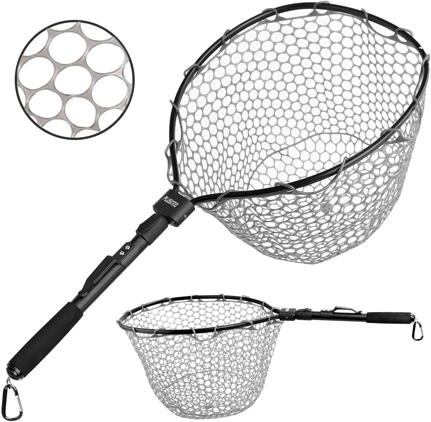 PLUSINNO Fly Fishing Net, Bass Trout Landing Net, Folding Fishing Nets Fresh Water, Safe Fish Catching or Releasing