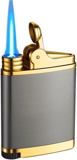 Pocket Torch Lighter, Jet Flame Butane Lighter with Flame Dial, Refillable Torch Lighter, Windproof Jet Lighter for Hiking Camping, No Gas (Black)