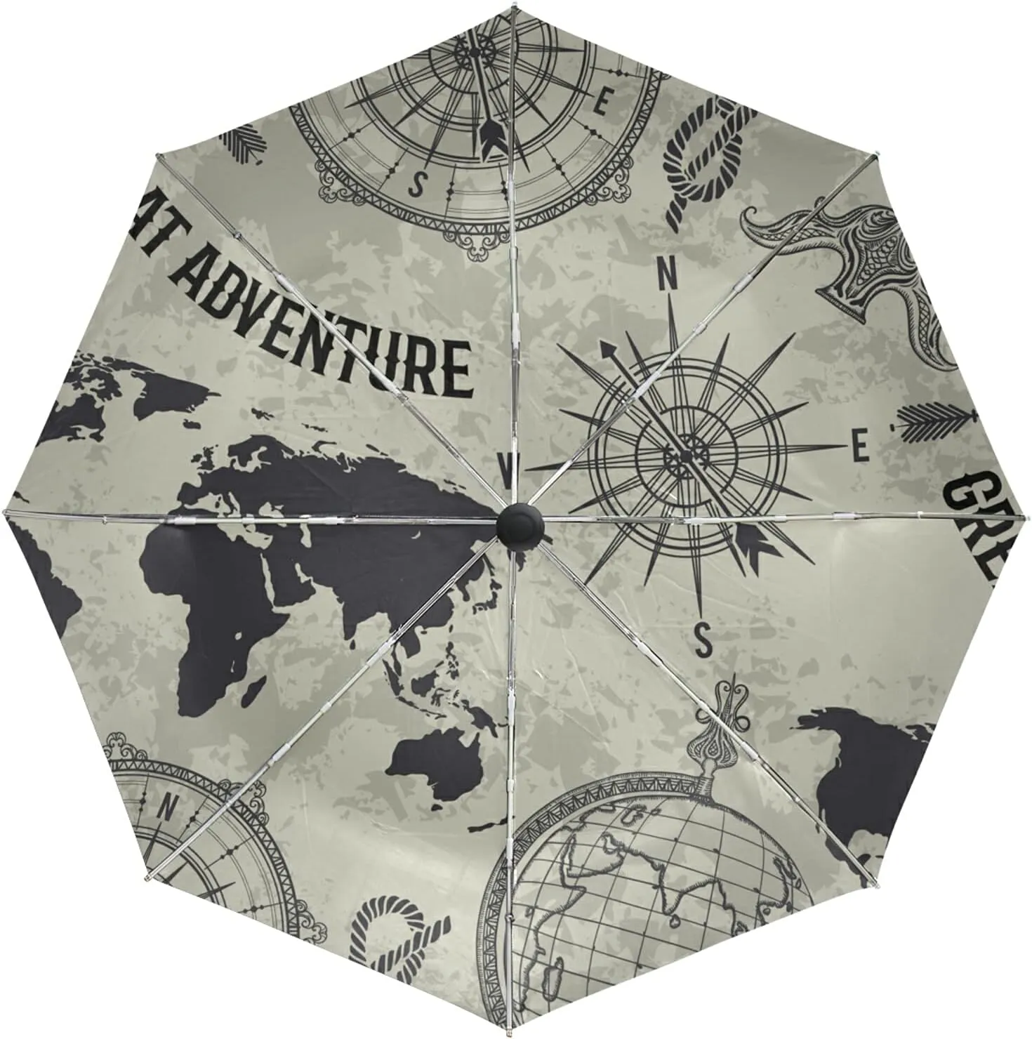 Poeticcity Auto Open/Close Folding Umbrella, Strong Inner Print Travel Rain Umbrella, Portable Automatic Compact Anti-UV Sun Parasol