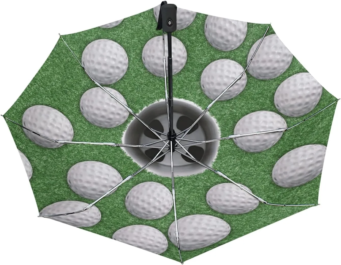 Poeticcity Auto Open/Close Folding Umbrella, Strong Inner Print Travel Rain Umbrella, Portable Automatic Compact Anti-UV Sun Parasol
