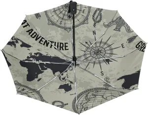 Poeticcity Auto Open/Close Folding Umbrella, Strong Inner Print Travel Rain Umbrella, Portable Automatic Compact Anti-UV Sun Parasol