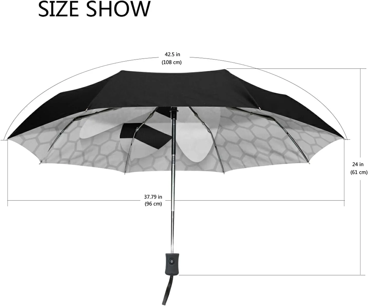 Poeticcity Auto Open/Close Folding Umbrella, Strong Inner Print Travel Rain Umbrella, Portable Automatic Compact Anti-UV Sun Parasol