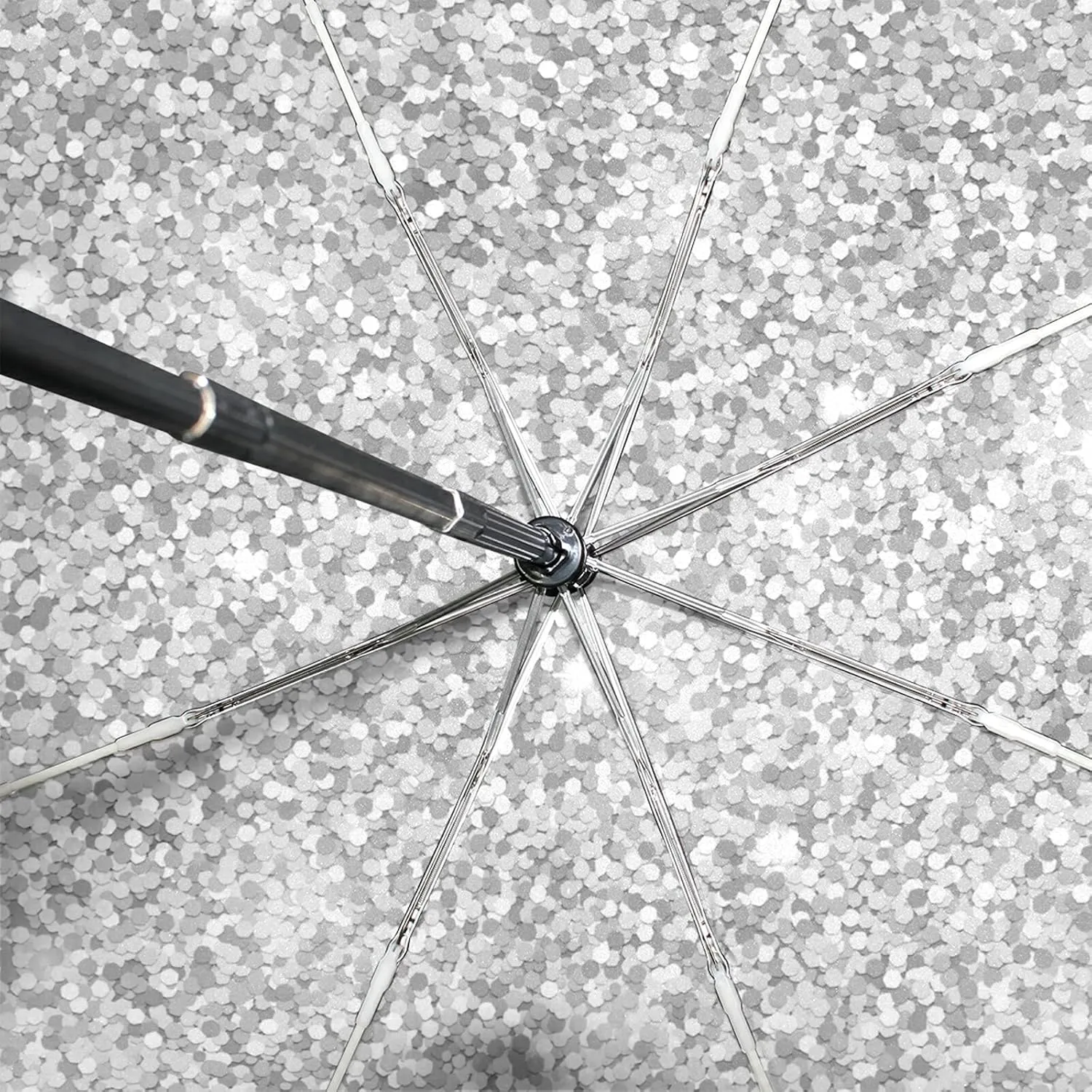Poeticcity Auto Open/Close Folding Umbrella, Strong Inner Print Travel Rain Umbrella, Portable Automatic Compact Anti-UV Sun Parasol