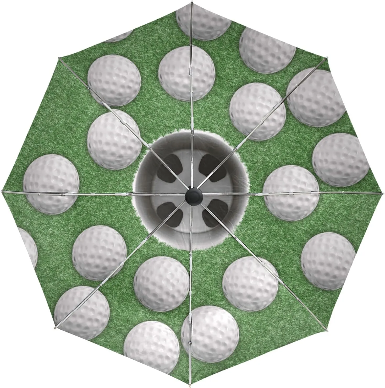 Poeticcity Auto Open/Close Folding Umbrella, Strong Inner Print Travel Rain Umbrella, Portable Automatic Compact Anti-UV Sun Parasol