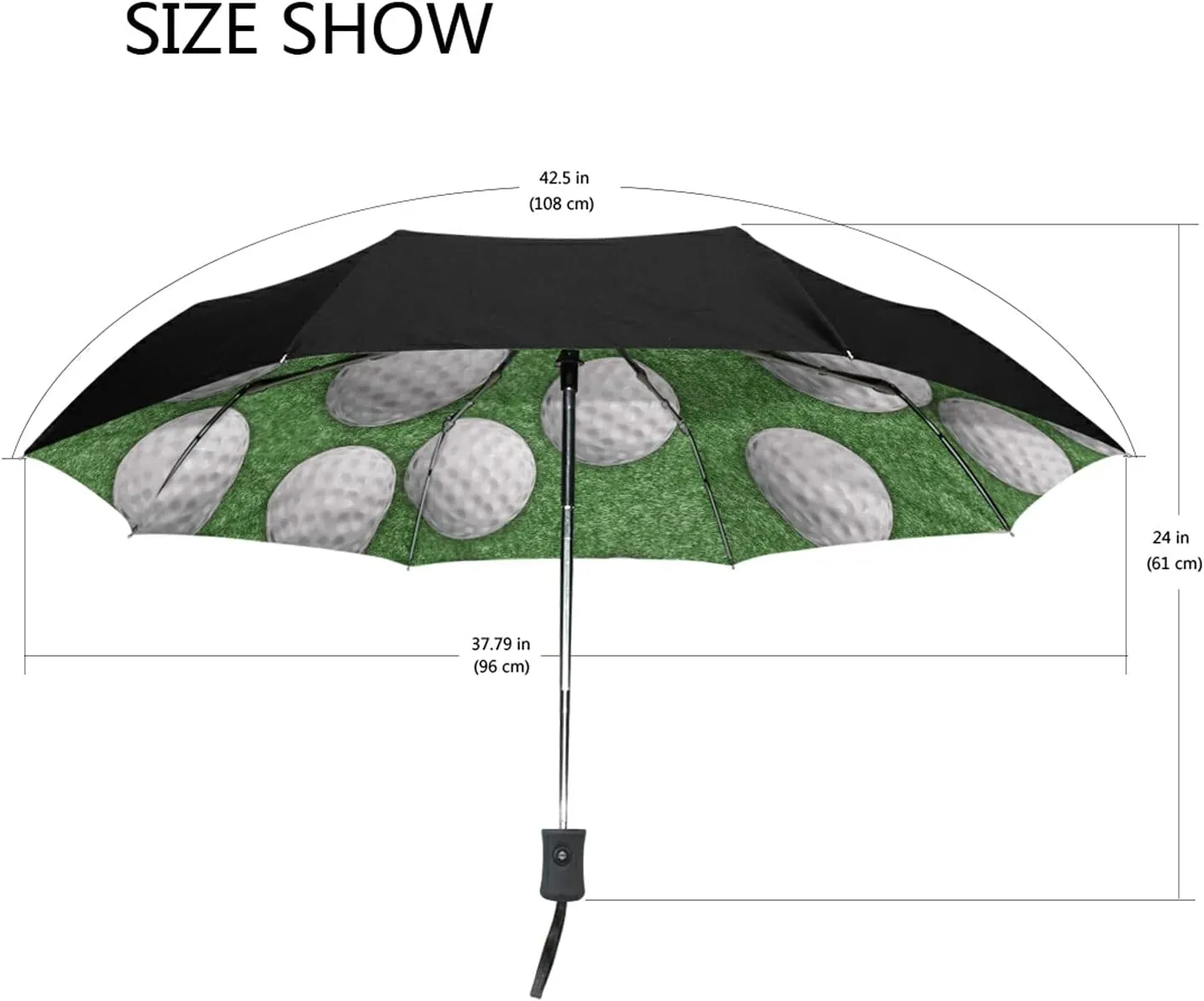 Poeticcity Auto Open/Close Folding Umbrella, Strong Inner Print Travel Rain Umbrella, Portable Automatic Compact Anti-UV Sun Parasol