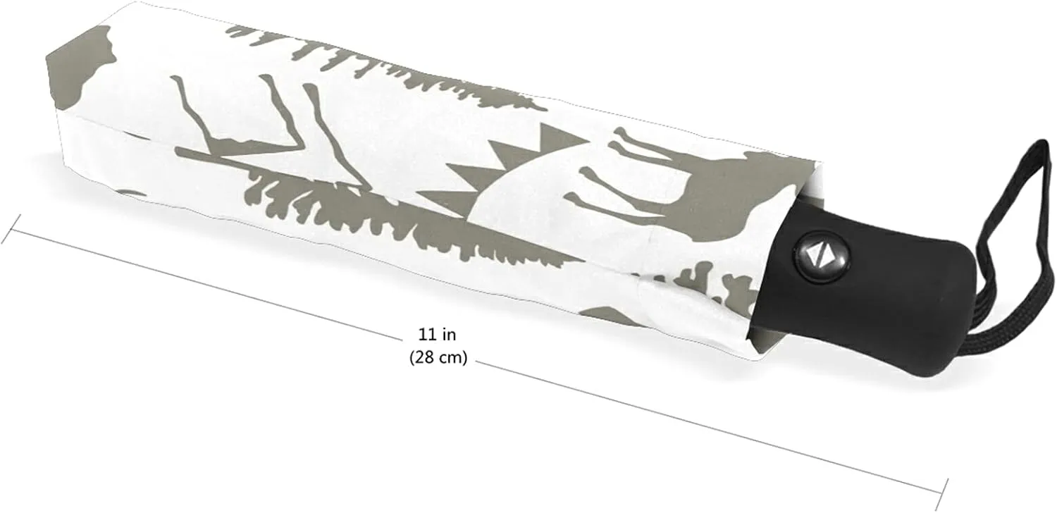 Poeticcity Auto Open/Close Folding Umbrella, Strong Inner Print Travel Rain Umbrella, Portable Automatic Compact Anti-UV Sun Parasol