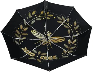 Poeticcity Auto Open/Close Folding Umbrella, Strong Inner Print Travel Rain Umbrella, Portable Automatic Compact Anti-UV Sun Parasol