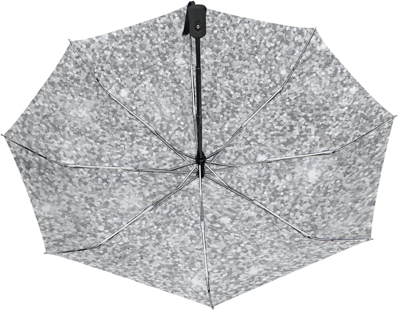 Poeticcity Auto Open/Close Folding Umbrella, Strong Inner Print Travel Rain Umbrella, Portable Automatic Compact Anti-UV Sun Parasol
