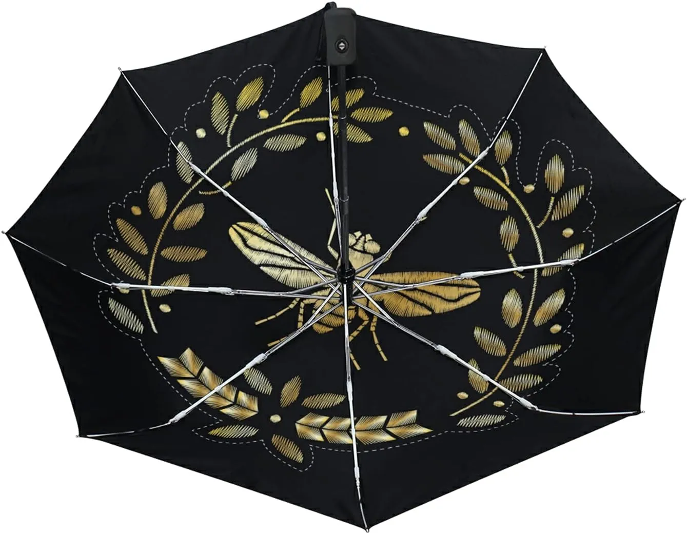 Poeticcity Auto Open/Close Folding Umbrella, Strong Inner Print Travel Rain Umbrella, Portable Automatic Compact Anti-UV Sun Parasol