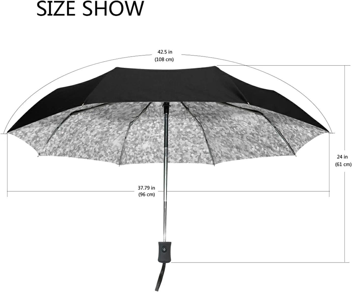 Poeticcity Auto Open/Close Folding Umbrella, Strong Inner Print Travel Rain Umbrella, Portable Automatic Compact Anti-UV Sun Parasol