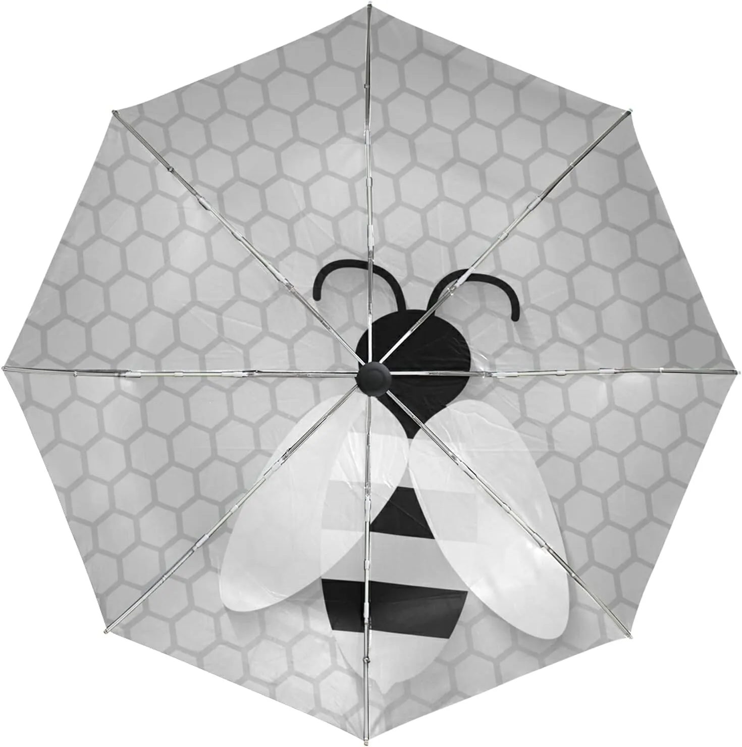 Poeticcity Auto Open/Close Folding Umbrella, Strong Inner Print Travel Rain Umbrella, Portable Automatic Compact Anti-UV Sun Parasol