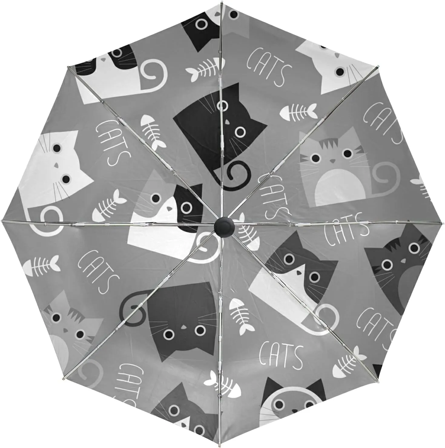 Poeticcity Auto Open/Close Folding Umbrella, Strong Inner Print Travel Rain Umbrella, Portable Automatic Compact Anti-UV Sun Parasol