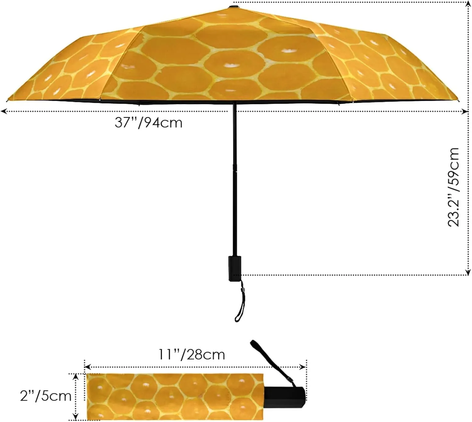 Poeticcity Folding Umbrella, Anti-UV 3 Folds Lightweight Parasol, Compact Windproof Strong Umbrellas for Car Travel Sun & Rain