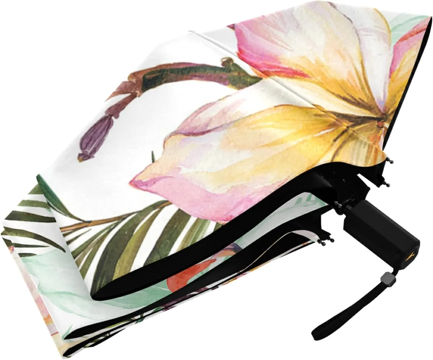 Poeticcity Folding Umbrella, Anti-UV 3 Folds Lightweight Parasol, Compact Windproof Strong Umbrellas for Car Travel Sun & Rain