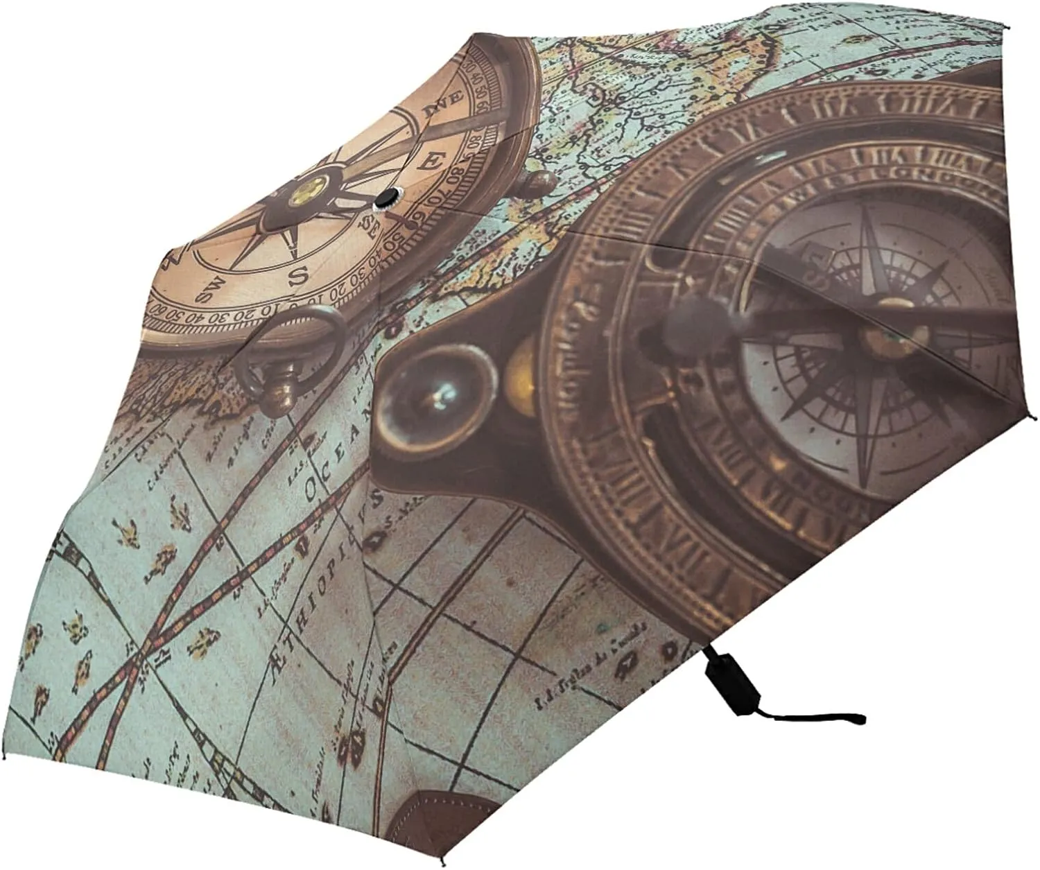Poeticcity Folding Umbrella, Anti-UV 3 Folds Lightweight Parasol, Compact Windproof Strong Umbrellas for Car Travel Sun & Rain