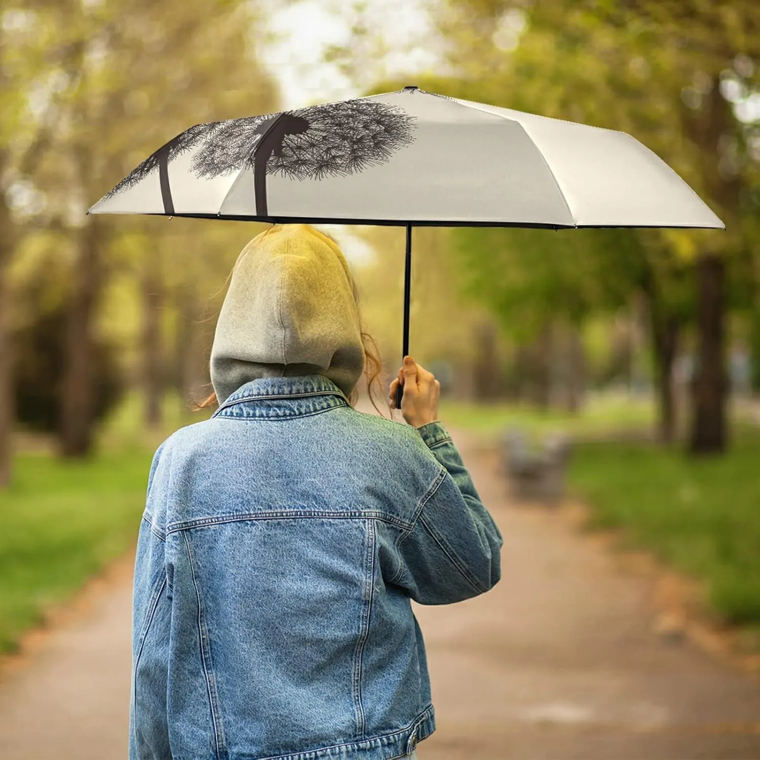 Poeticcity Folding Umbrella, Anti-UV 3 Folds Lightweight Parasol, Compact Windproof Strong Umbrellas for Car Travel Sun & Rain
