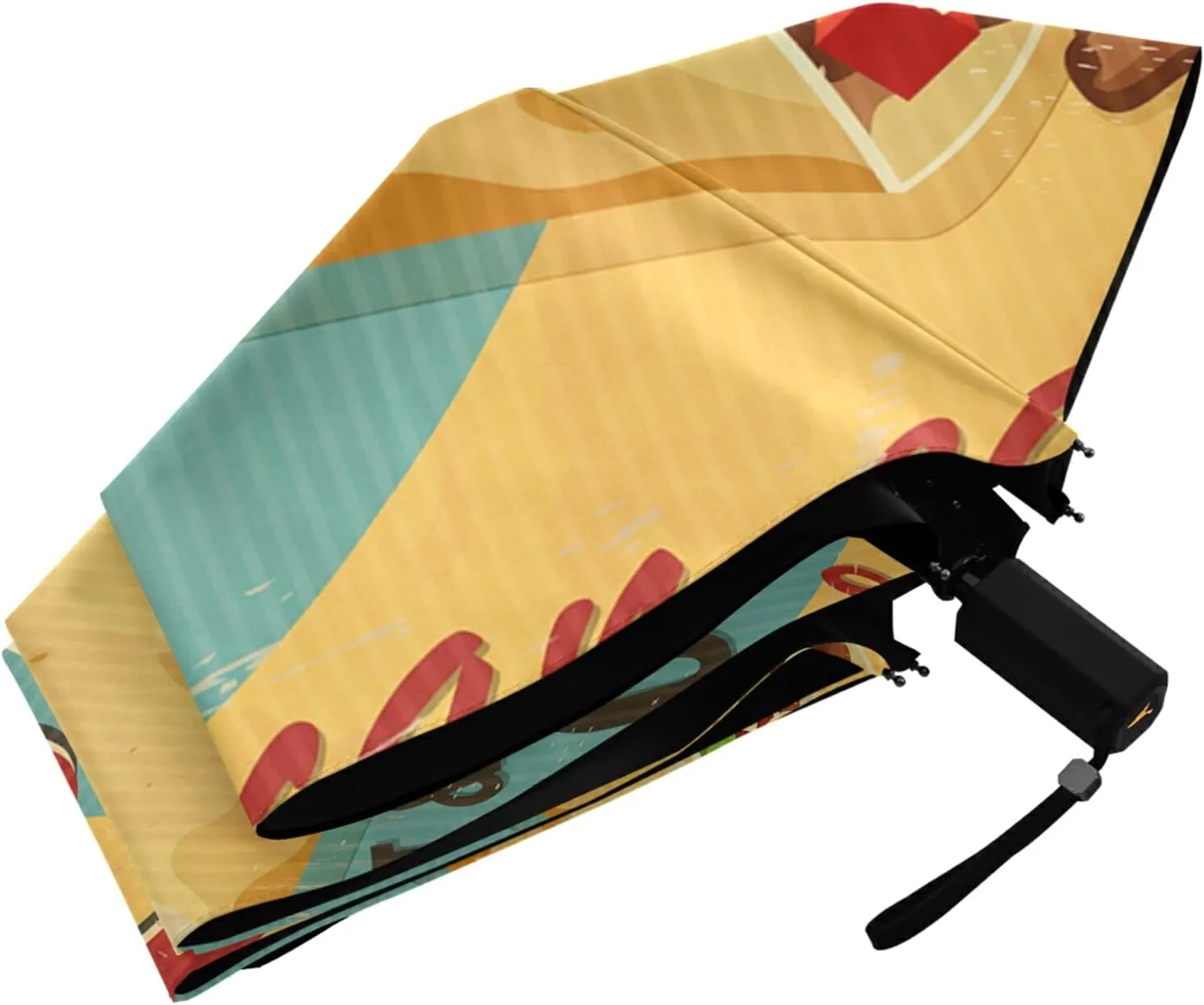 Poeticcity Folding Umbrella, Anti-UV 3 Folds Lightweight Parasol, Compact Windproof Strong Umbrellas for Car Travel Sun & Rain