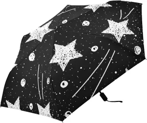 Poeticcity Folding Umbrella, Anti-UV 3 Folds Lightweight Parasol, Compact Windproof Strong Umbrellas for Car Travel Sun & Rain