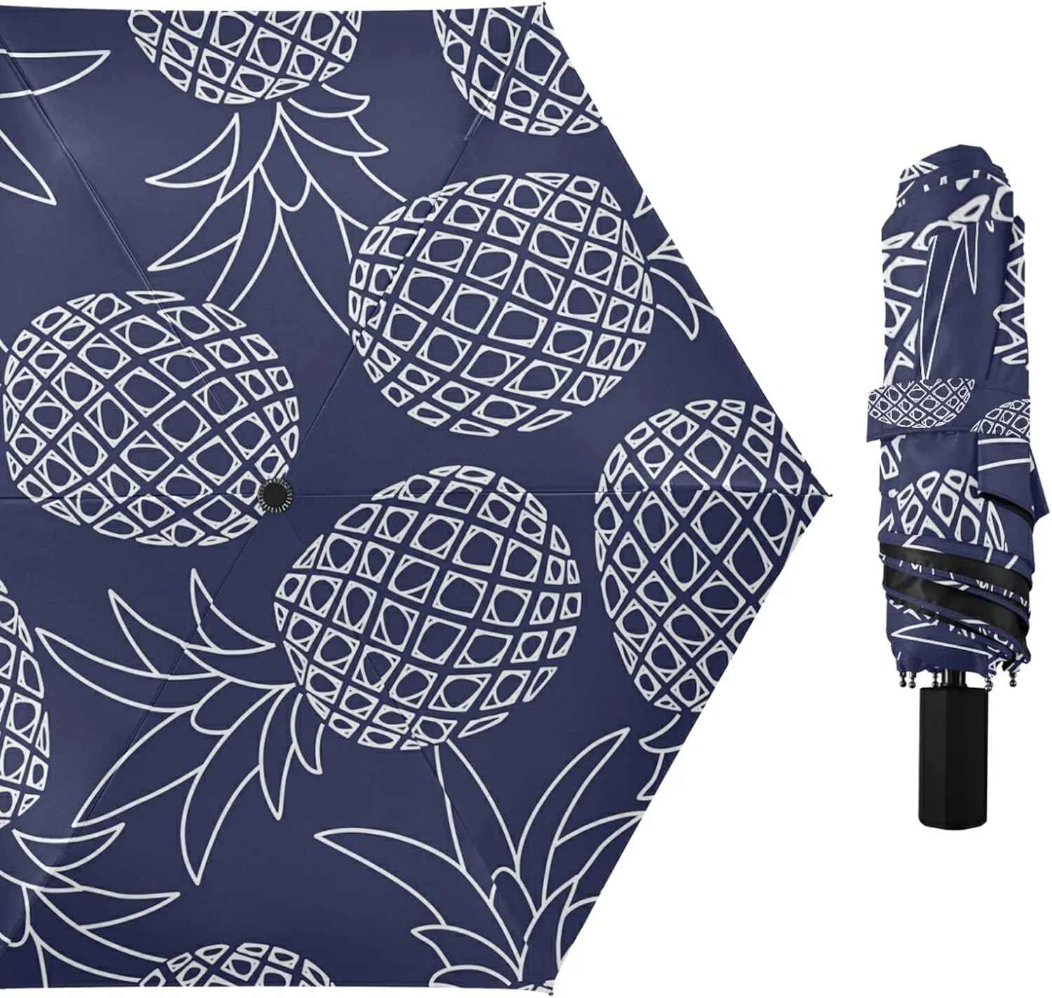 Poeticcity Folding Umbrella, Anti-UV 3 Folds Lightweight Parasol, Compact Windproof Strong Umbrellas for Car Travel Sun & Rain
