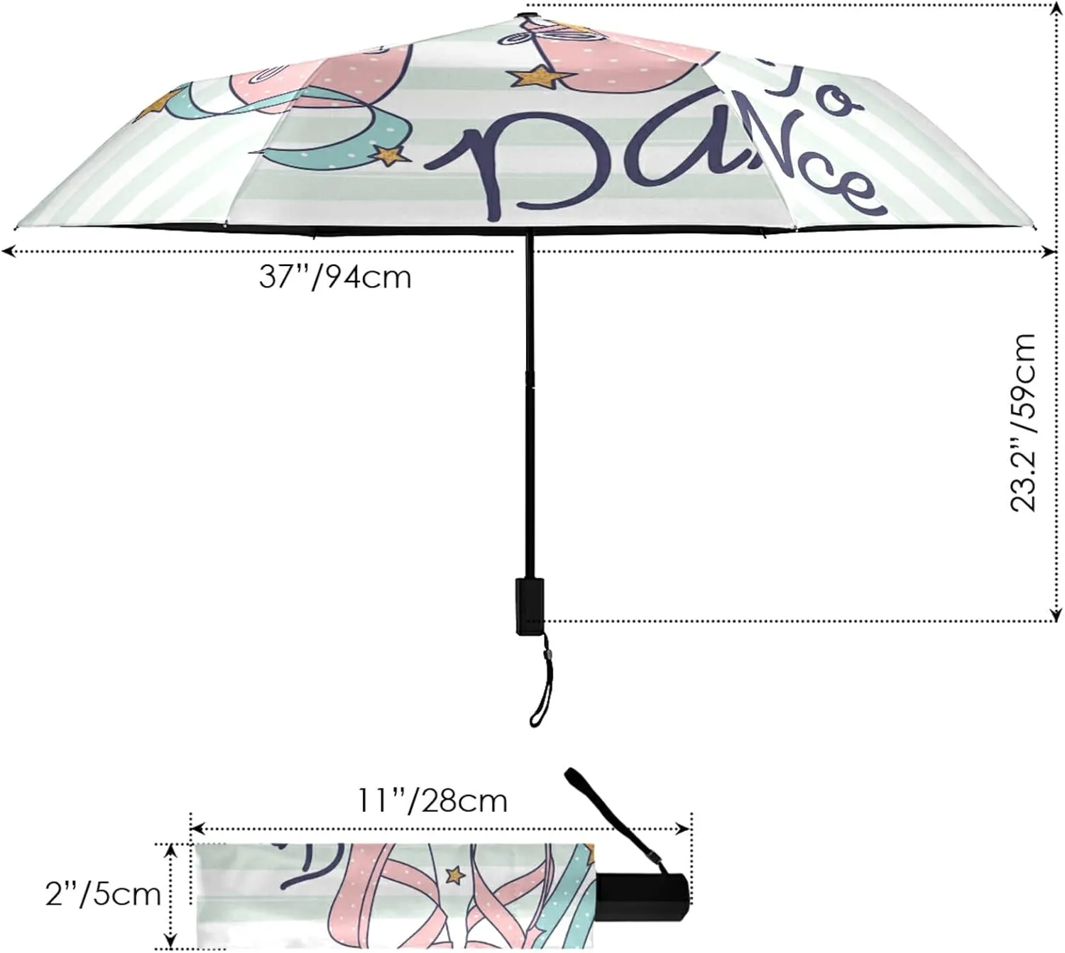 Poeticcity Folding Umbrella, Anti-UV 3 Folds Lightweight Parasol, Compact Windproof Strong Umbrellas for Car Travel Sun & Rain