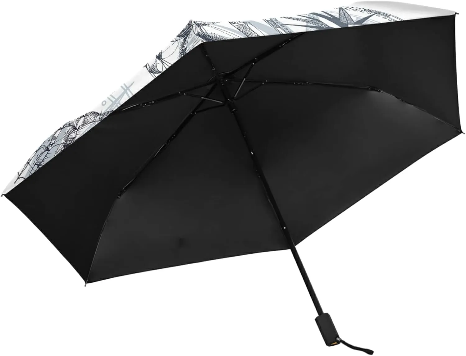 Poeticcity Folding Umbrella, Anti-UV 3 Folds Lightweight Parasol, Compact Windproof Strong Umbrellas for Car Travel Sun & Rain